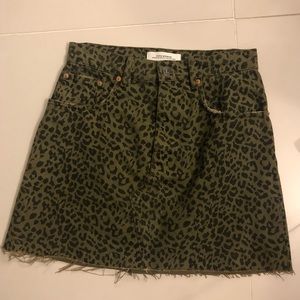 Zara - Green Zebra Print Jean Skirt
